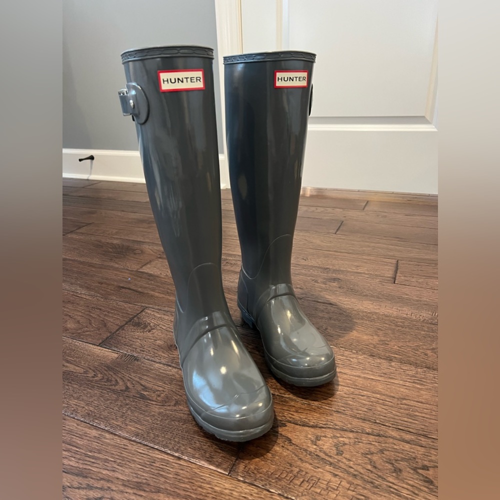 Women’s Hunter Original Tall Gloss Gray Rain Boots